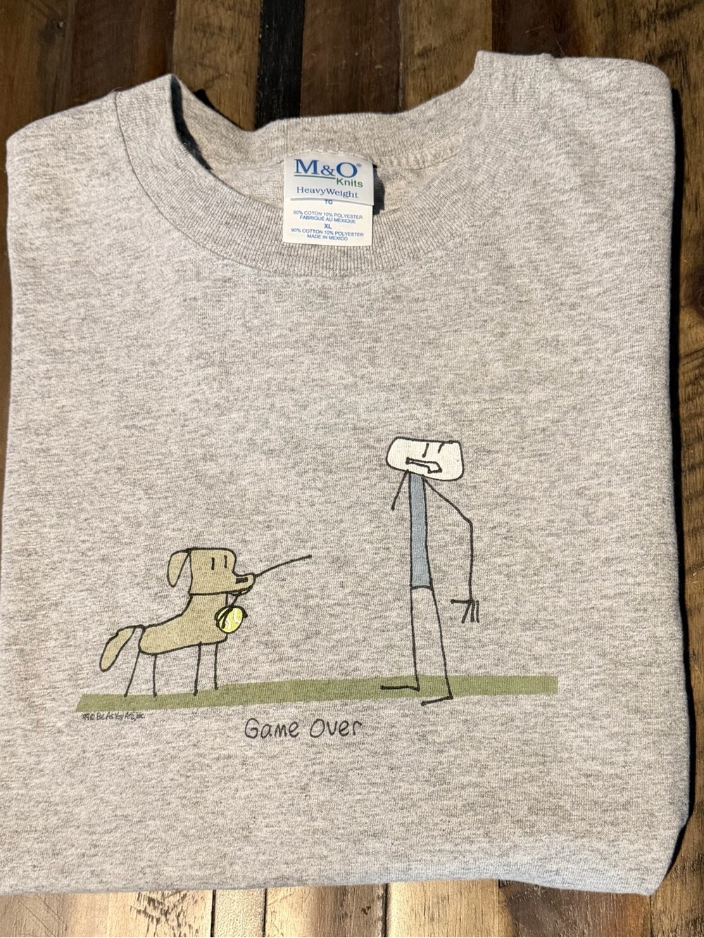 M&O Knits Men's Light Gray 'Game Over' Graphic Short Sleeve Tee